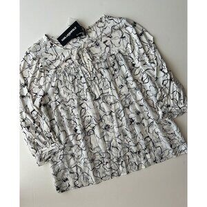 Karl Lagerfeld NWT Faux Pearl Embellished Floral Blouse